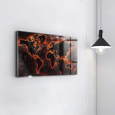 Zegar szklany 60x30 Mapa świata