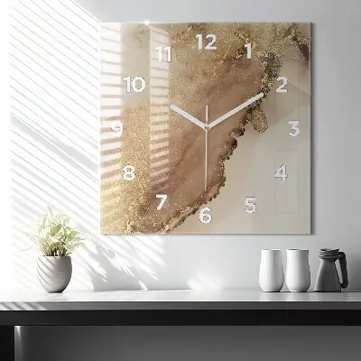 Zegar szklany 60x60 Beżowa sztuka nowoczesna