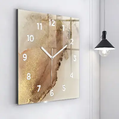 Zegar szklany 60x60 Beżowa sztuka nowoczesna