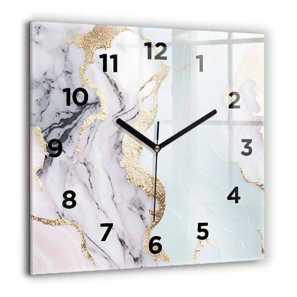 Zegar szklany 60x60 Pastelowy marmur