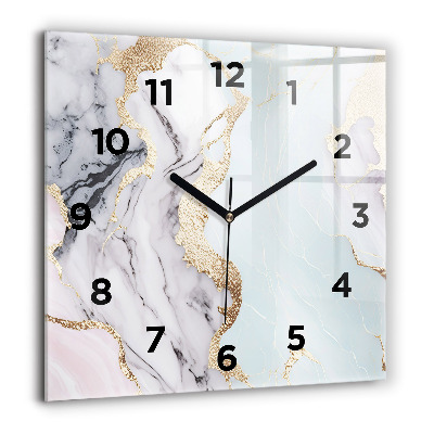 Zegar szklany 60x60 Pastelowy marmur
