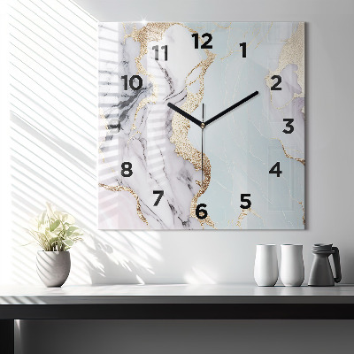 Zegar szklany 60x60 Pastelowy marmur