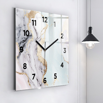 Zegar szklany 60x60 Pastelowy marmur