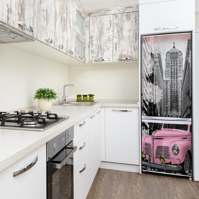 Tapeta samoprzylepna na lodówkę Różowe auto