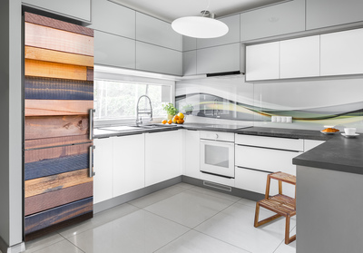 Naklejka Tapeta na lodówkę Drewniana ściana