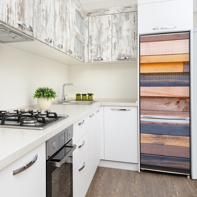 Naklejka Tapeta na lodówkę Drewniana ściana