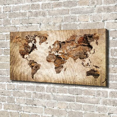 Foto obraz na płótnie Mapa świata drewno